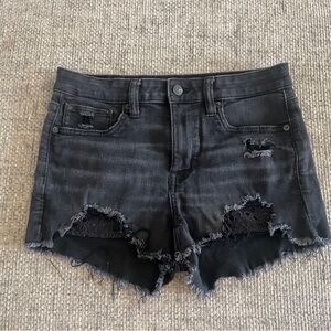 American Eagle Black Denim Shorts Next Level Stretch with eyelet peekaboo